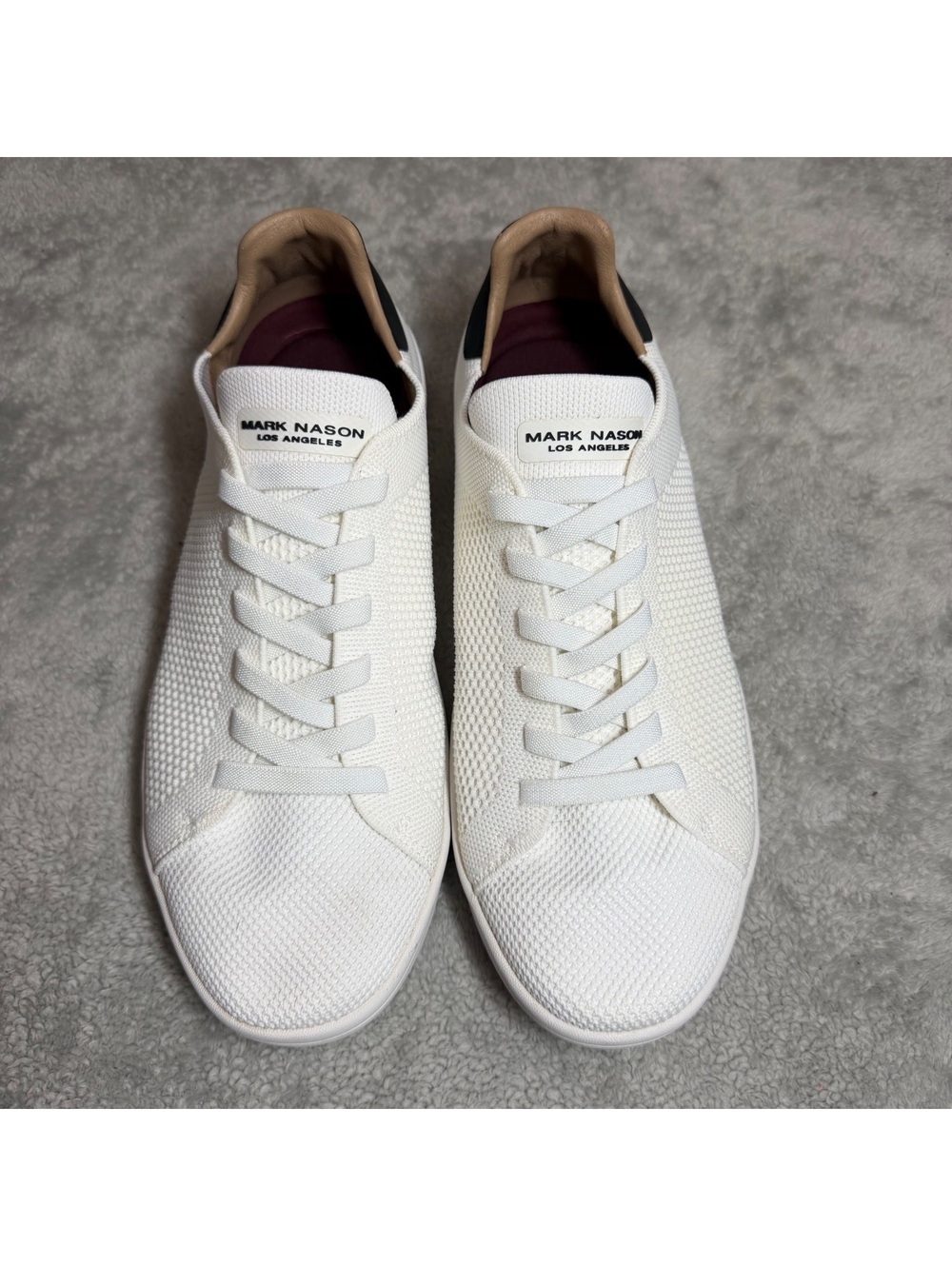 Mark Nason Los Angeles Bryson Sneakers Mens 10 White Knit Lace Up Casual Shoes